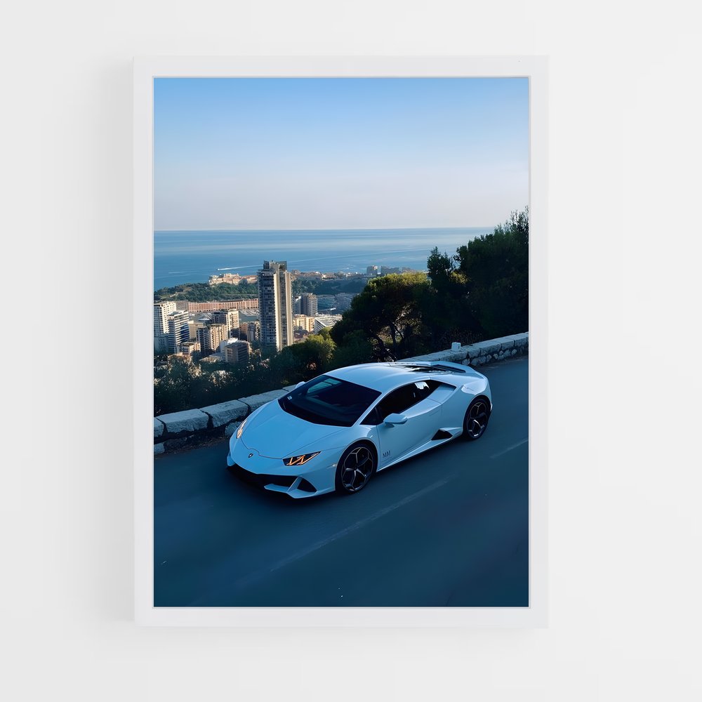 Poster Huracan Blanc – affiche Lamborghini (vue 3)